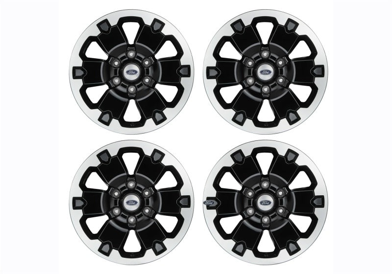 Ford Racing 19-21 Ranger 18x8in 4 Wheel Kit w/TPMS - Gloss Black w/ Machined Face M-1007K-DC18X8BMF