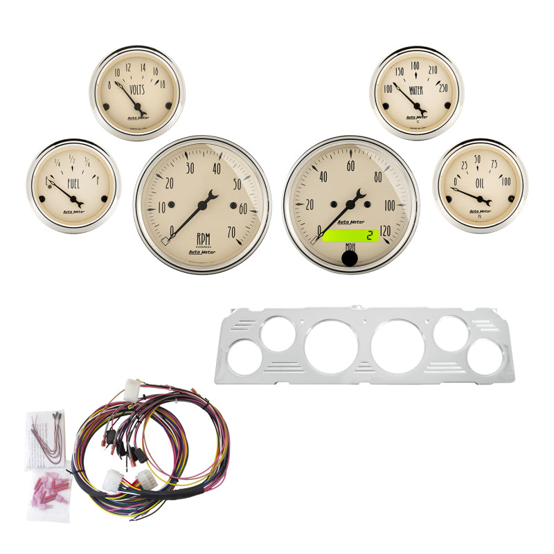 Autometer 6 Gauges Direct-Fit Dash Kit 64-66 Chevy - Antique Beige 7043-AB