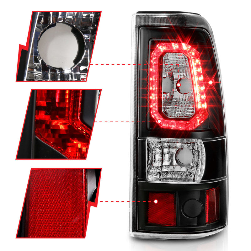 ANZO 2003-2006 Chevy Silverado 1500 LED Taillights Plank Style Black w/Clear Lens 311327