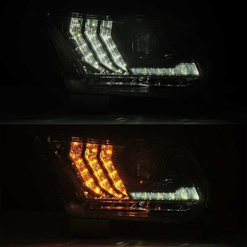 AlphaRex 10-12 Ford Mustang LUXX LED Proj Headlights Plank Style Alpha Blk w/Activ Light/Seq Signal 880118 *Discontinued