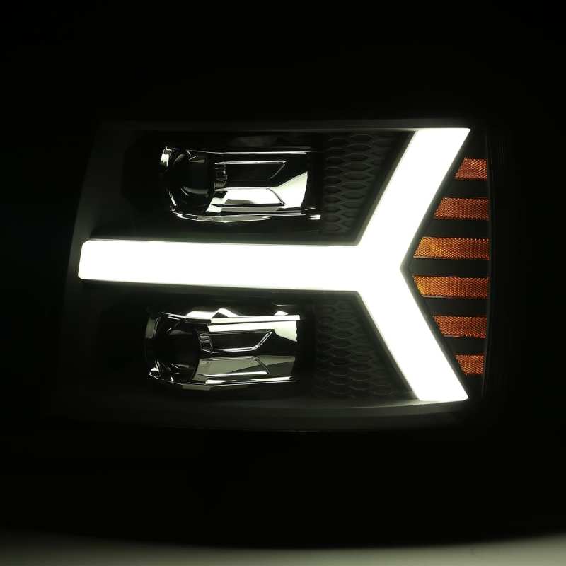 AlphaRex 07-13 Chevy 1500HD PRO-Series Proj Headlight Plank Style Gloss Blk w/Activ Light/Seq Signal 880206 *Discontinued