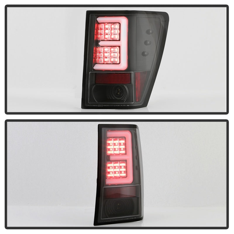Spyder 07-10 Jeep Grand Cherokee Light Bar LED Tail Lights - Black ALT-YD-JGC07V2-LB-BK 5086655