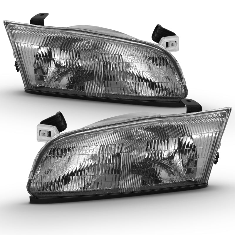 ANZO 1997-1999 Toyota Camry Crystal Headlight Chrome Amber(OE) 121555