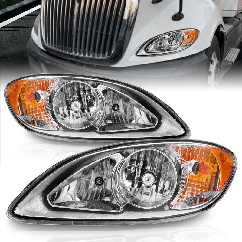 ANZO 2008-2016 International Prostar Crystal Headlights Chrome Housing 131033