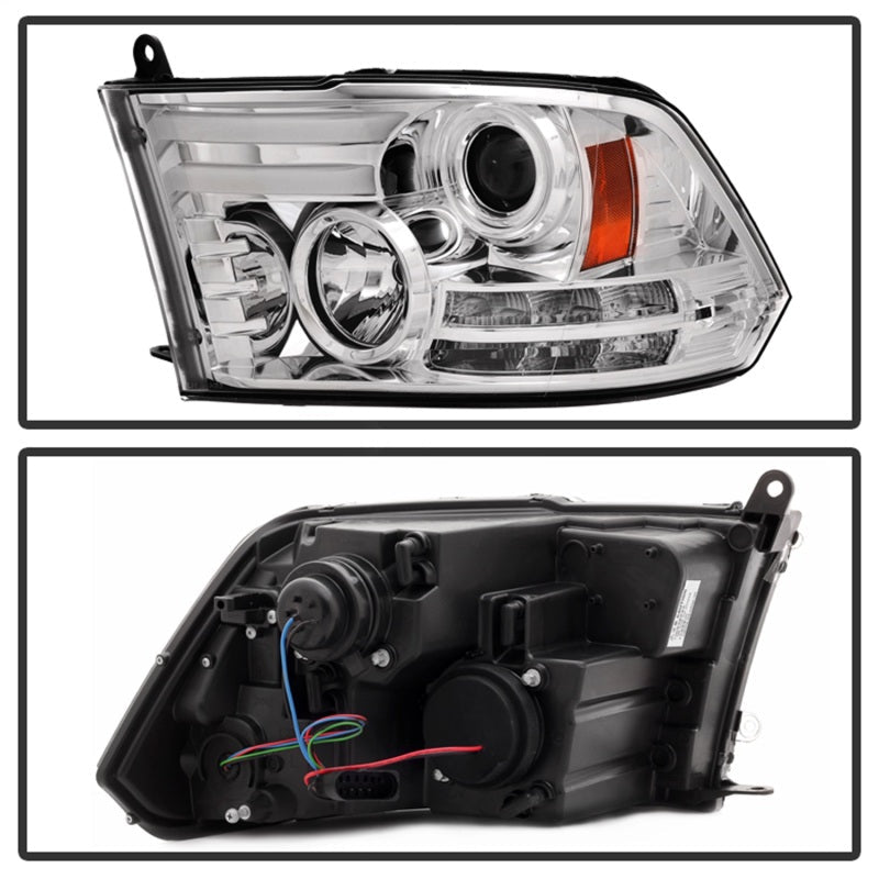Spyder Dodge Ram 13-15 Projector Headlights Light Bar DRL Chrome PRO-YD-DR13-LBDRL-C 5080905
