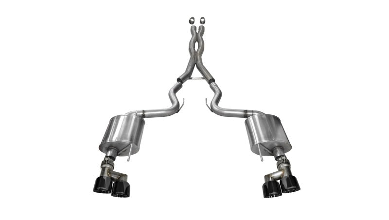 Corsa Performance 15-16 Ford Mustang GT 5.0 3in Cat Back Exhaust Black Quad Tips (Sport)