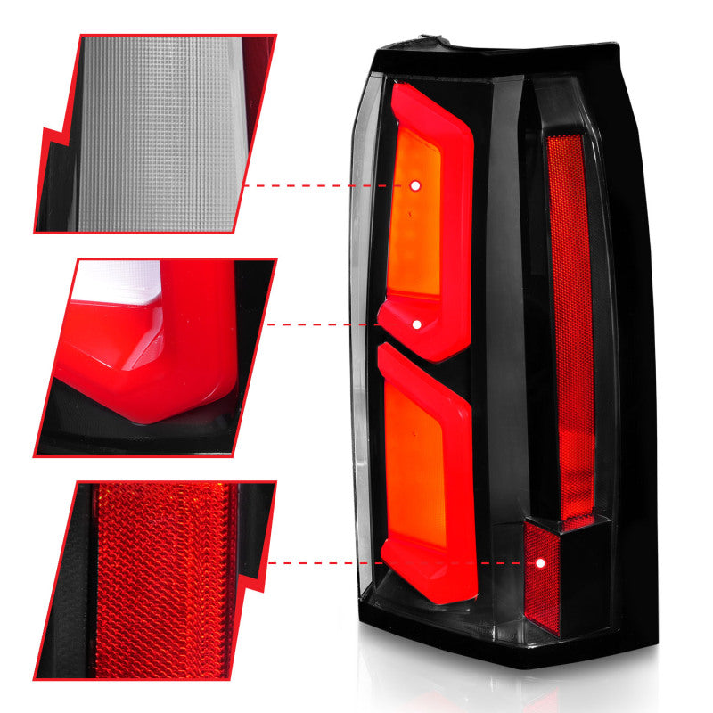 ANZO 2015-2020 Chevrolet Tahoe LED Tail Lights w/ Light Bar Black Housing Clear Lens 311374