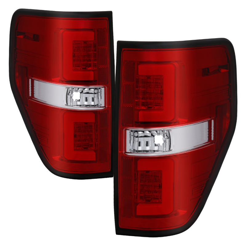 Spyder 09-14 Ford F150 V2 Light Bar LED Tail Lights - Red Clear (ALT-YD-FF15009V2-LBLED-RC) 5084224