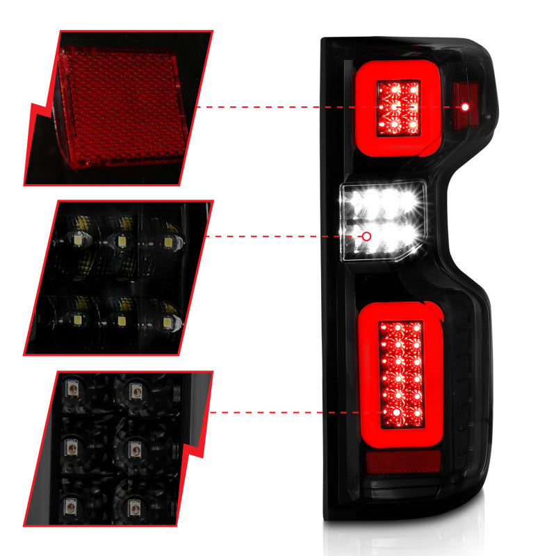 ANZO 19-21 Chevy Silverado Full LED Tailights Black Housing Smoke Lens G2 (w/C Light Bars) 311415