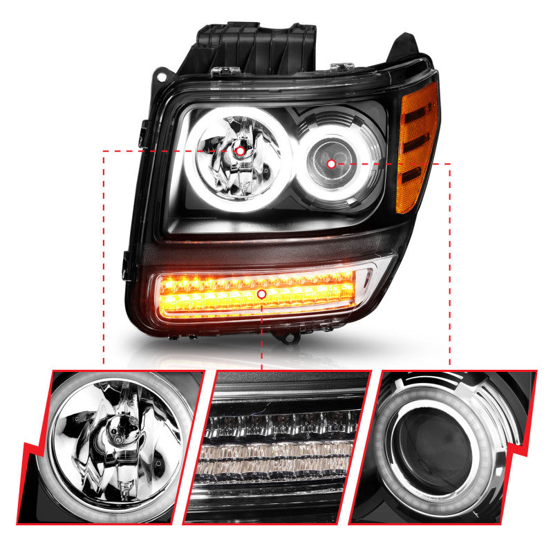 Anzo 2007-2012 Dodge Nitro Projector Headlights w/ Halo Black (CCFL) G2