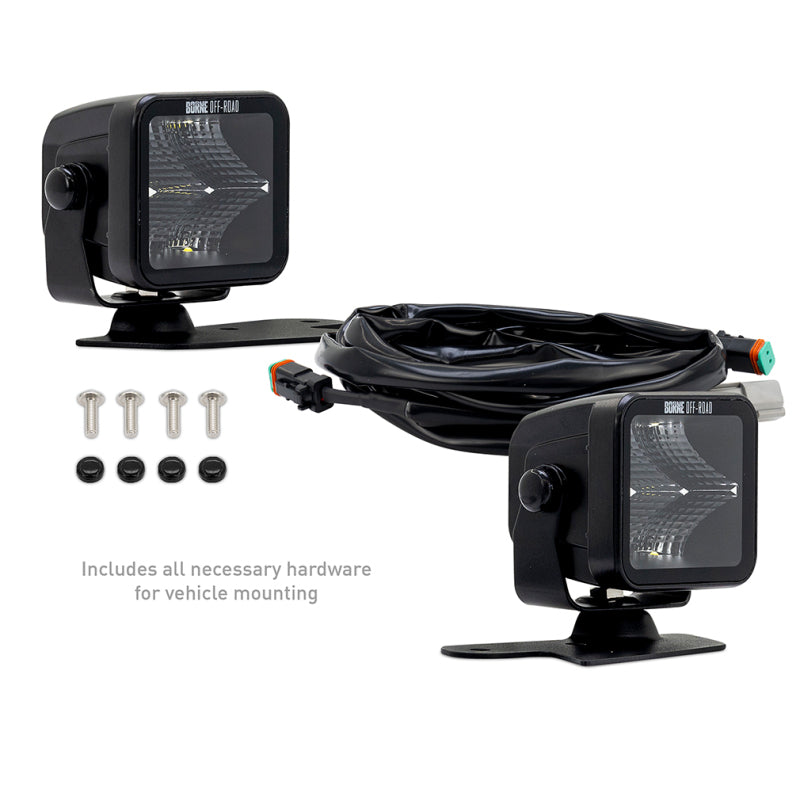 Borne Off-Road 21+ Bronco Light Pods 2pc Ditch 3x3 Flood Upfit BNLT-BR-21-DT2FU
