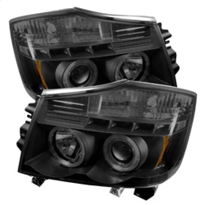 Spyder Nissan Titan 04-14 Projector Headlights LED Halo LED Blk Smke PRO-YD-NTI04-HL-BSM 5078605