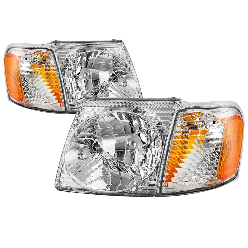 SPYDER xTune 01-03 Ford Explorer Sport 4pc OEM Style Headlights w/Corners - Chrome (HD-JH-FEXP01-ST-C) 9042621