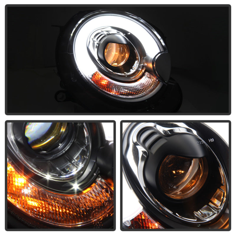 Spyder Mini Cooper 2007-2012 Projector Headlights Halogen Model Only - DRL Black PRO-YD-MC07-DRL-BK 5080608