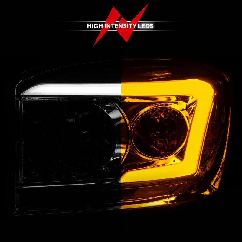 Anzo 06-09 Dodge RAM 1500/2500/3500 Headlights Chrome Housing/Clear Lens (w/Switchback Light Bars) 111527