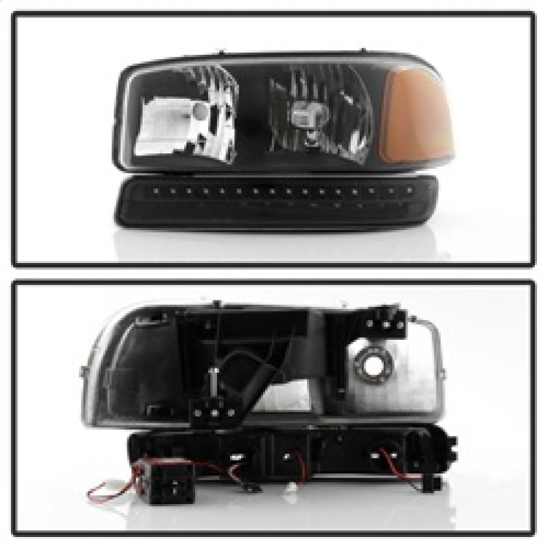 SPYDER xTune GMC Sierra 99-06 /Yukon 00-06 Headlights & LED Bumper Lights - Black HD-JH-GS99-LED-SET-BK 9037399
