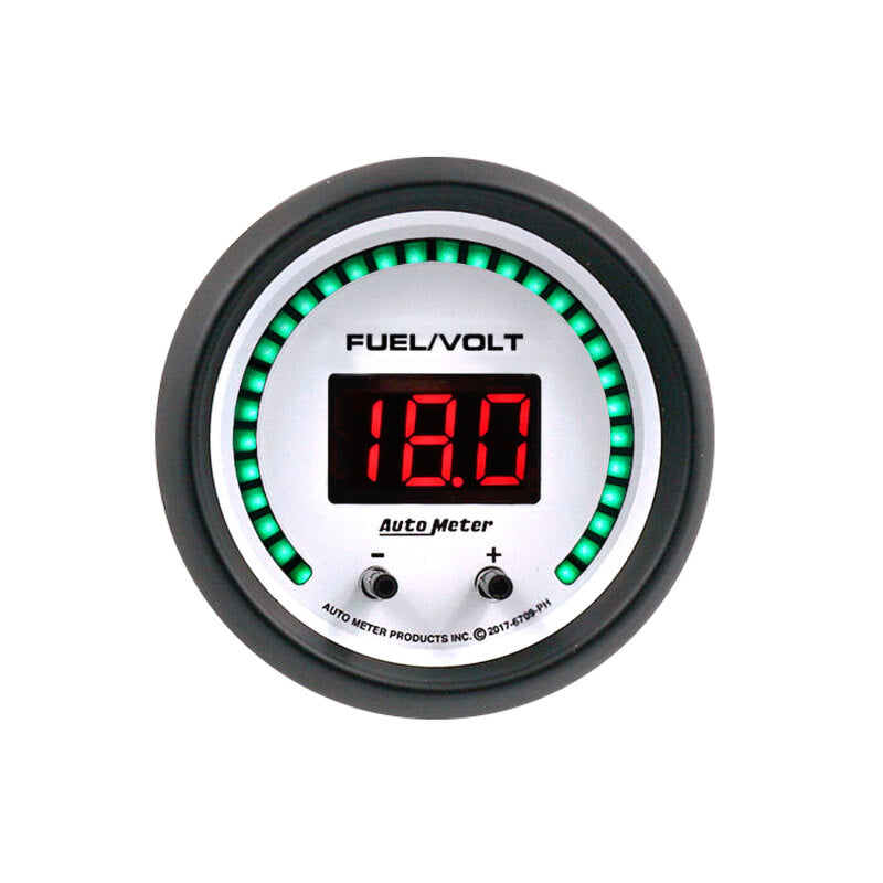 Autometer 52.4mm White Switchable 0-100 Fuel Level/8-18V Voltmeter Phantom Elite Digital Gauge 6709-PH