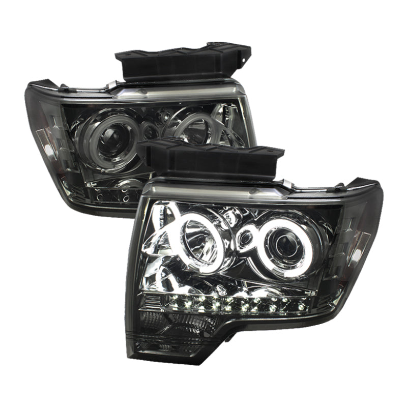 SPYDER Ford F150 09-14 Projector Headlights Halogen Model- CCFL Halo LED Smke PRO-YD-FF15009-CCFL-SM 5039279