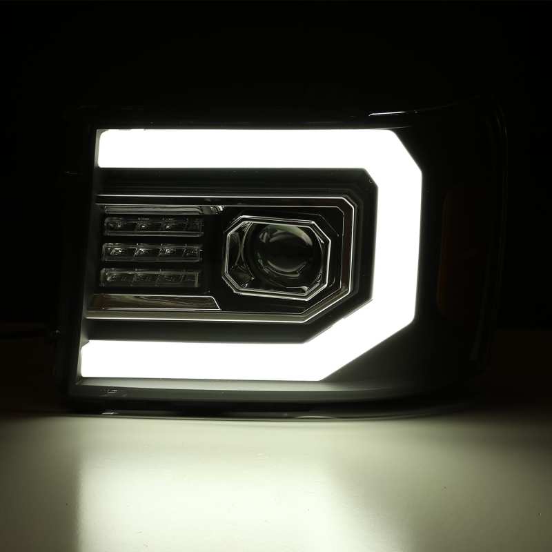 AlphaRex 07-13 GMC 1500HD PRO-Series Proj Headlights Plank Style Matte Blk w/Activ Light/Seq Signal 880606 *Discontinued