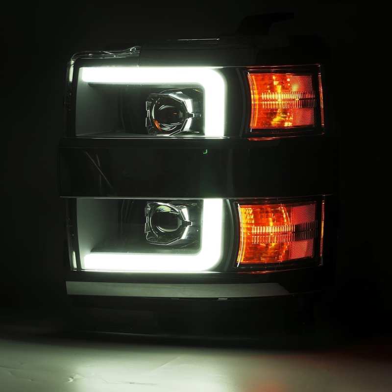AlphaRex 15-19 Chevy Silverado 2500HD PRO-Series Headlight Plank Chrome w/Activ Light/Seq Signal/DRL 880225 *Discontinued