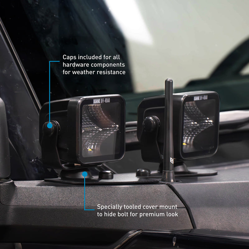 Borne Off-Road 21+ Bronco Light Pods 4pc Ditch 3x3 Spot Upfit BNLT-BR-21-DT4SU