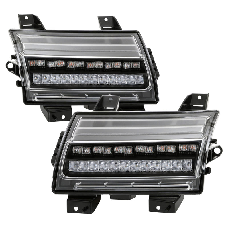 Spyder Jeep Wrangler 2018-2019 (Halogen Model Only) LED Front Bumper Lights - Seq. Signal - Black 5086785
