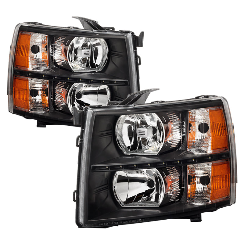 SPYDER Xtune Chevy Silverado 07-13 Crystal Headlights w/ LED Black HD-JH-CS07-LED-BK 9032967