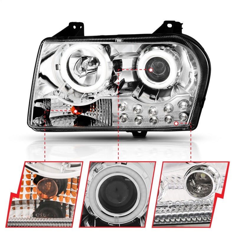 Anzo 2005-2010 Chrysler 300 Projector Headlights w/ Halo Chrome