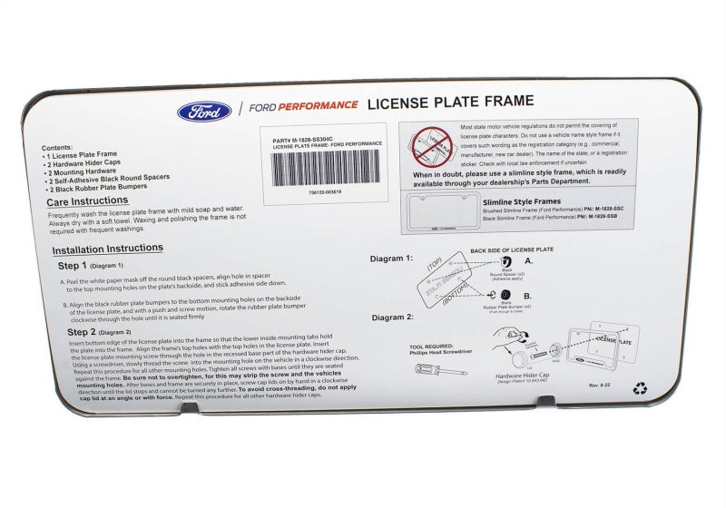 Ford Racing Stainless Steel Ford Performance License Plate Frame M-1828-SS304C