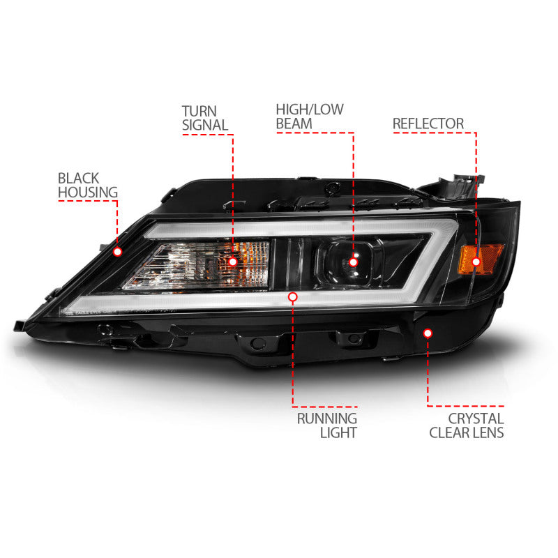 ANZO 14-20 Chevrolet Impala Square Projector LED Bar Headlights w/ Black Housing 121574