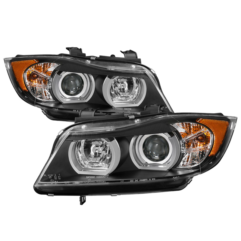 Spyder BMW E90 3-Series 06-08 4DR Headlights - Halogen Model Only - Black PRO-YD-BMWE9005V2-AM-BK 5083432
