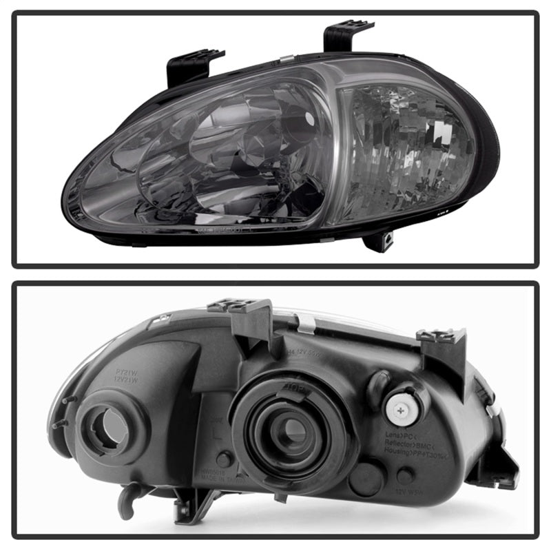 SPYDER Xtune Honda Del Sol 93-97 1Pc Crystal Headlights Smoke HD-ON-HDEL93-1P-SM 5013439