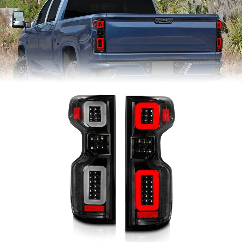 ANZO 19-21 Chevy Silverado Work TruckFull LED Tailights Black Housing Clear Lens G2 (w/C Light Bars) 311417