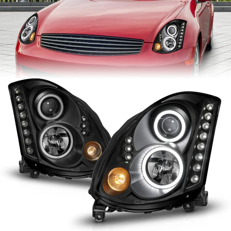 Anzo 2003-2007 Infiniti G35 Projector Headlights w/ Halo Black (CCFL) (HID