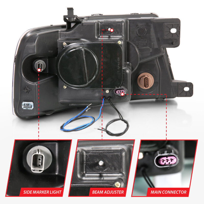 Anzo 2004-2008 Ford F-150 Projector Headlights w/ Halo and LED Black G2