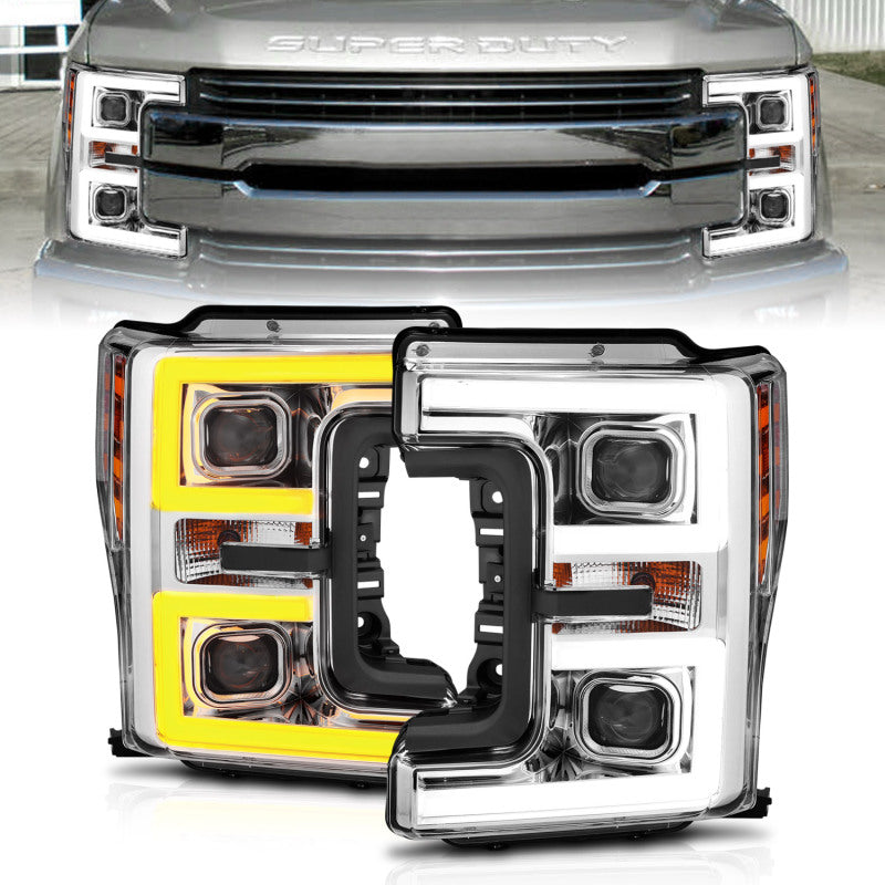 Anzo Projector Plank Style Switchback Headlight Chrome / Amber 17-18 Ford