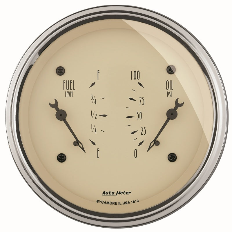 AutoMeter Antique Beige Oil/Fuel Dual Gauge 1813