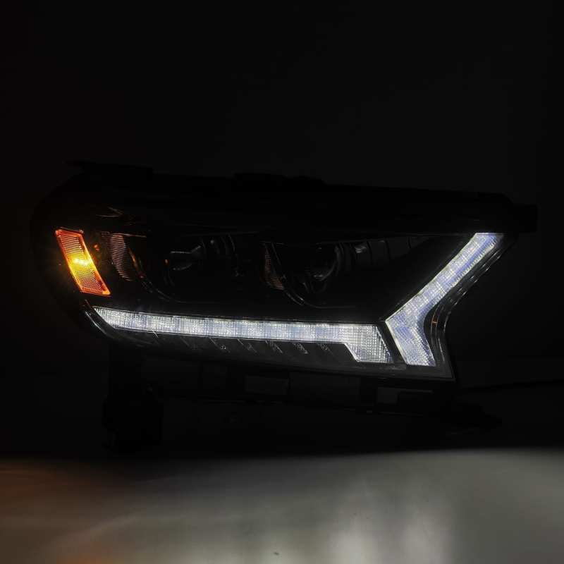 AlphaRex 19-21 Ford Ranger LUXX LED Proj Headlights Plank Style Black w/Seq Signal/DRL 880122 *Discontinued