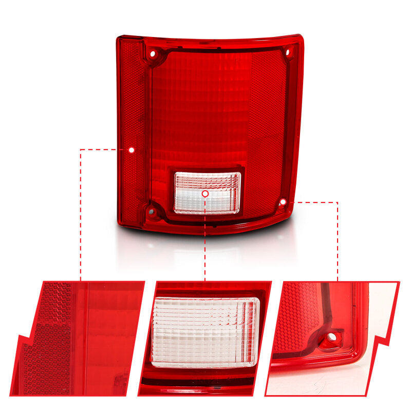 ANZO 1978-1991 Chevy Blazer Taillight Red/Clear Lens w/o Chrome Trim Fleetside (OE Replacement) 311317