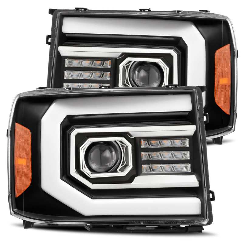 AlphaRex 07-13 GMC 1500HD PRO-Series Proj Headlights Plank Style Matte Blk w/Activ Light/Seq Signal 880606 *Discontinued