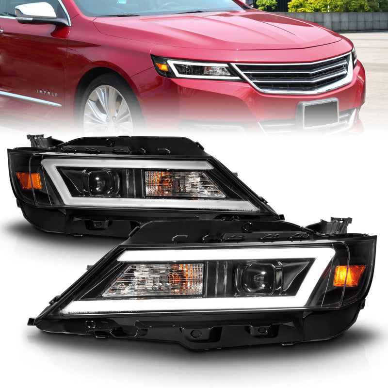 ANZO 14-20 Chevrolet Impala Square Projector LED Bar Headlights w/ Black Housing 121574