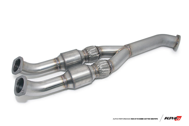 AMS Performance 2009+ Nissan GT-R R35 Alpha 90mm Midpipe w/Race Cats 76mm Exit ALP.07.05.0006-2