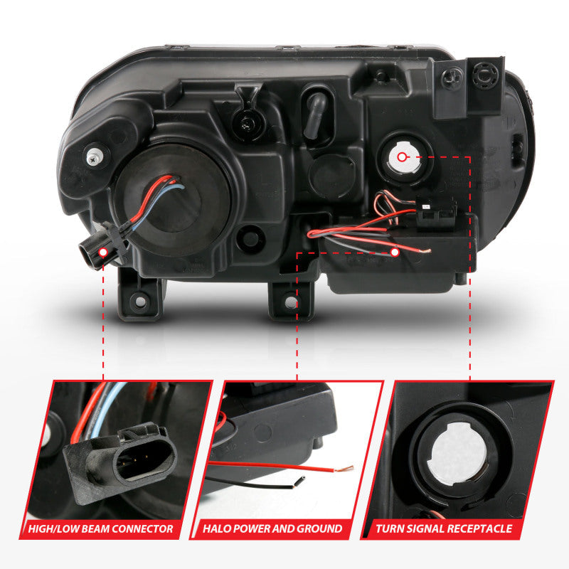 Anzo 2008-2014 Dodge Challenger Projector Headlights w/ Halo Black (CCFL)
