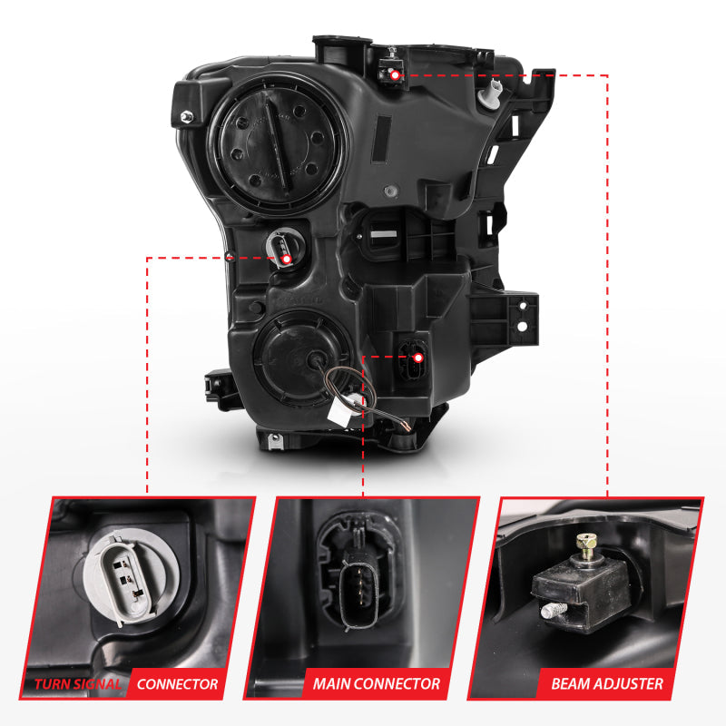 Anzo 2015-2016 Ford F-150 Projector Headlights w/ Plank Style Switchback Bl