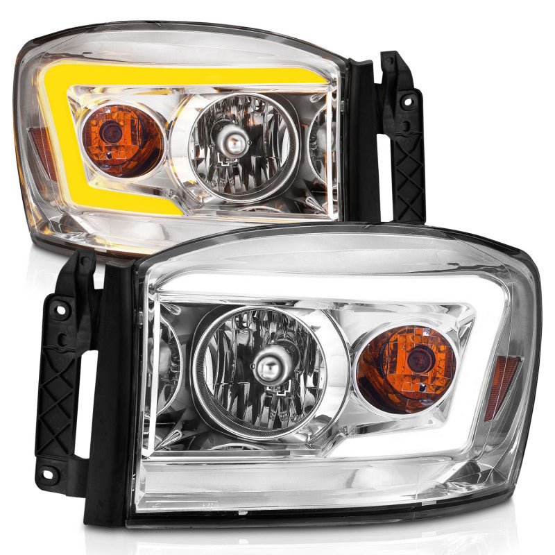 Anzo 06-09 Dodge RAM 1500/2500/3500 Headlights Chrome Housing/Clear Lens (w/Switchback Light Bars) 111527