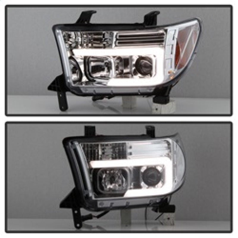 Spyder 07-13 Toyota Tundra V2 Light Bar DRL Projector Headlights - Chrome (PRO-YD-TTU07V2-LB-C) 5084651