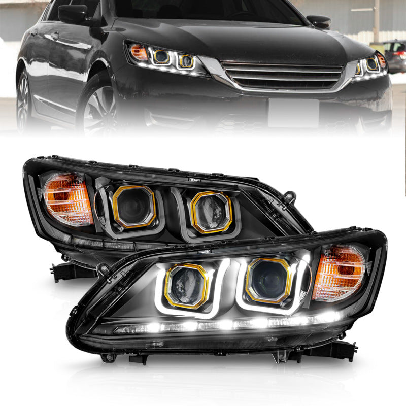 Anzo 2013-2015 Honda Accord Projector Headlights w/ U-Bar Black