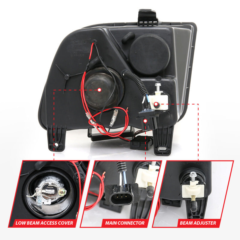 Anzo 2005-2009 Ford Mustang Projector Headlights w/ Halo Black