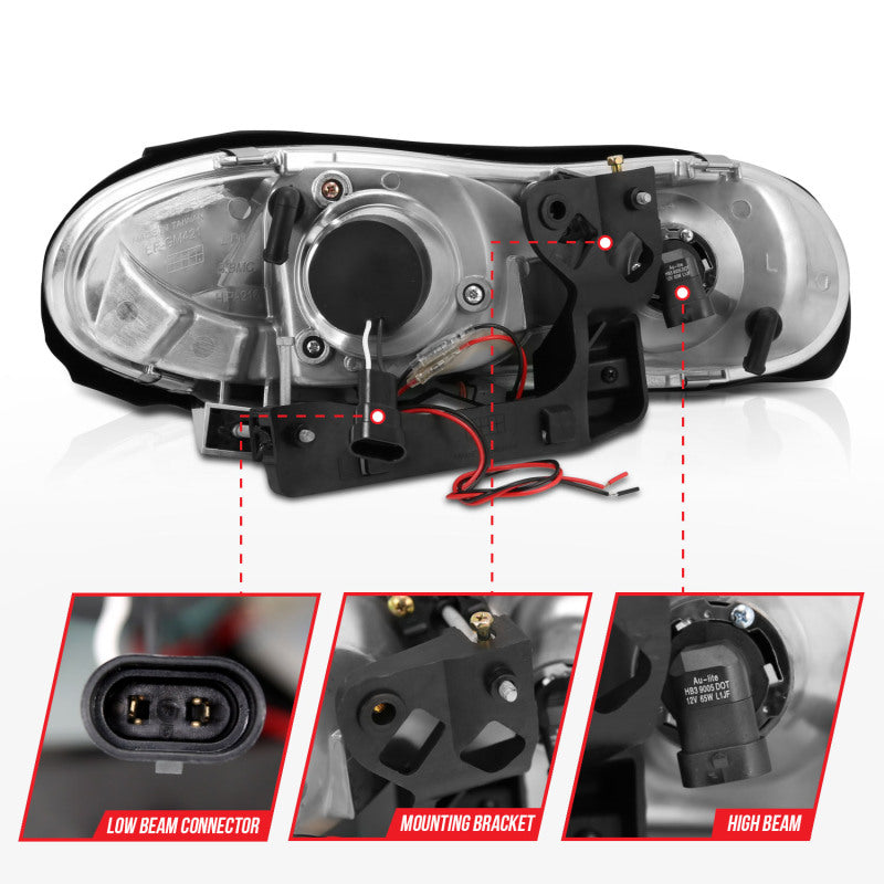 Anzo 1998-2002 Chevrolet Camaro Projector Headlights w/ Halo Black