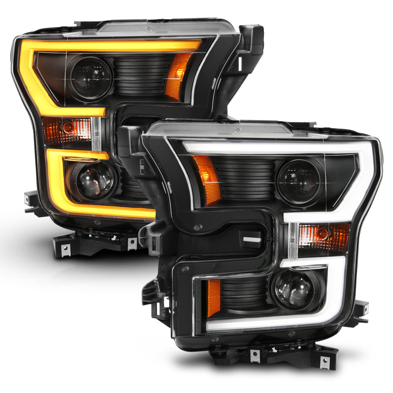 Anzo 2015-2016 Ford F-150 Projector Headlights w/ Plank Style Switchback Bl